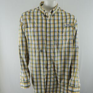 Columbia PFG Men's Fishing Outdoors Vented Shirt Size XL Yellow Blue‎